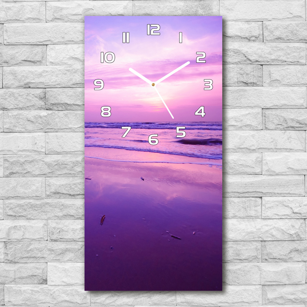 Horloge murale en verre rectangulaire Coucher de soleil sur la mer