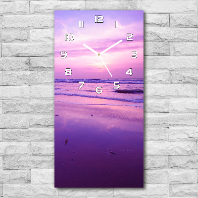 Horloge murale en verre rectangulaire Coucher de soleil sur la mer