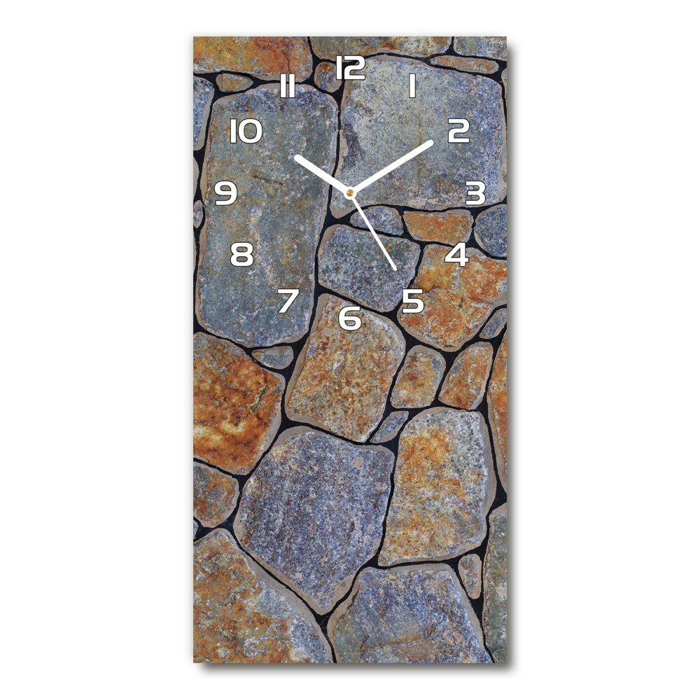 Horloge murale en verre rectangulaire Fond de pierres