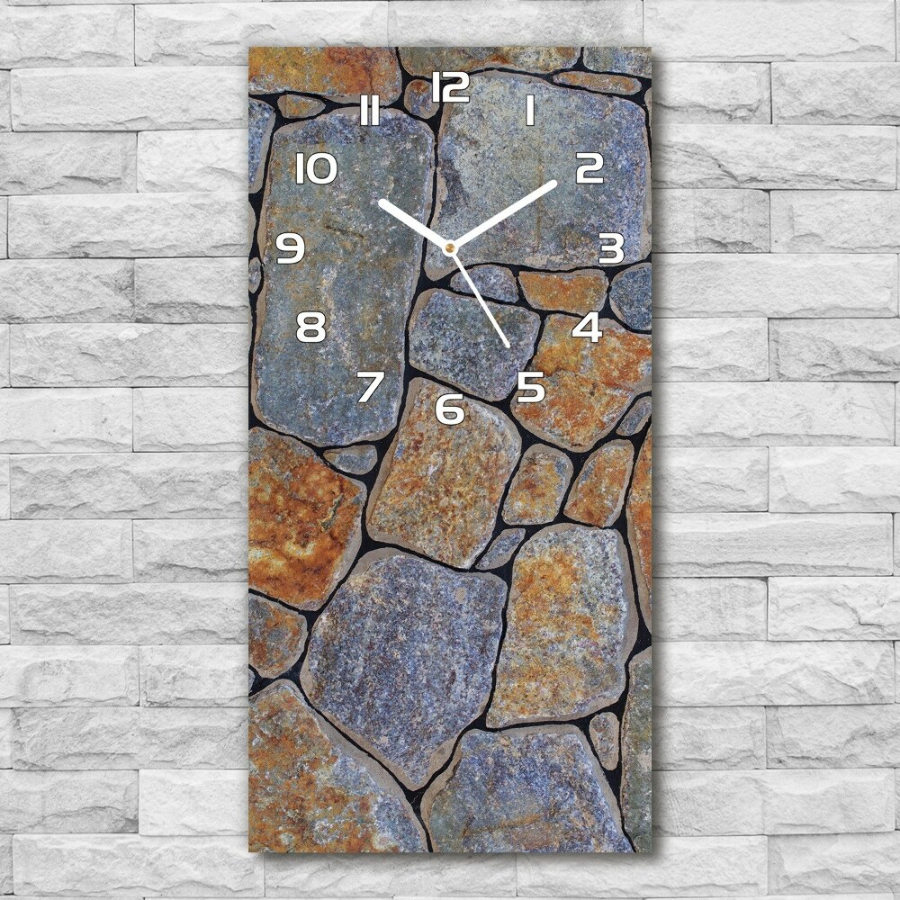 Horloge murale en verre rectangulaire Fond de pierres