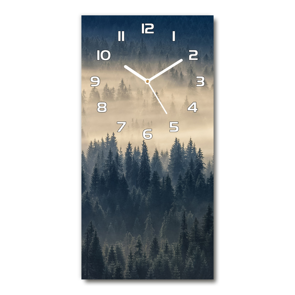 Horloge verticale en verre Brouillard sur la forêt