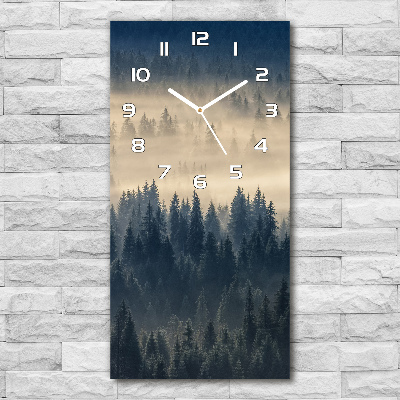 Horloge verticale en verre Brouillard sur la forêt