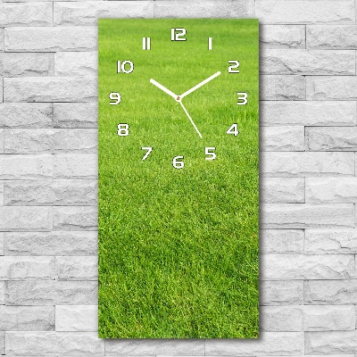 Horloge murale en verre rectangulaire Herbe verte