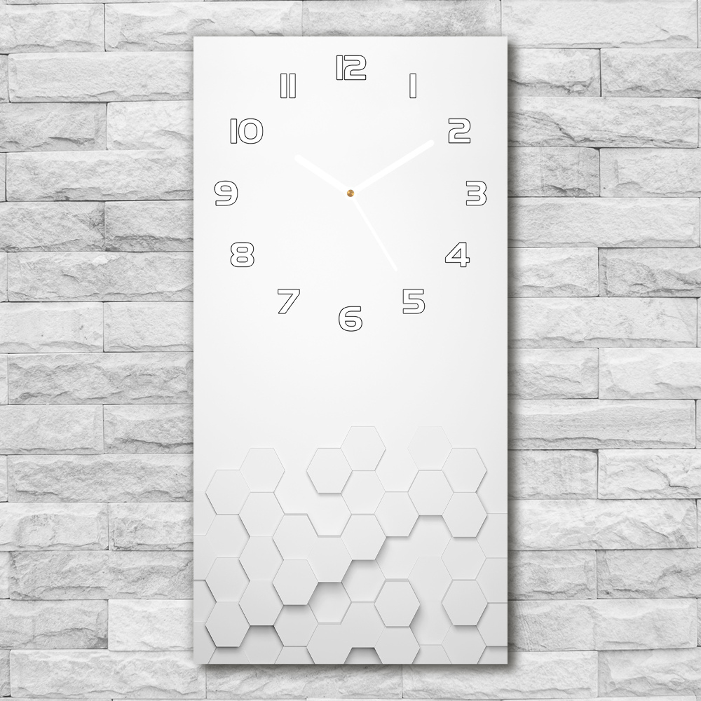 Horloge murale en verre rectangulaire Fond d'hexagones