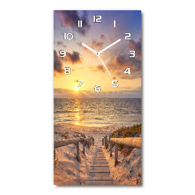 Horloge verticale en verre Le chemin de la plage