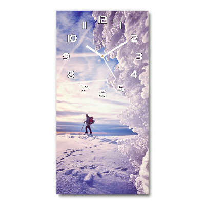 Horloge murale en verre rectangulaire Skieur