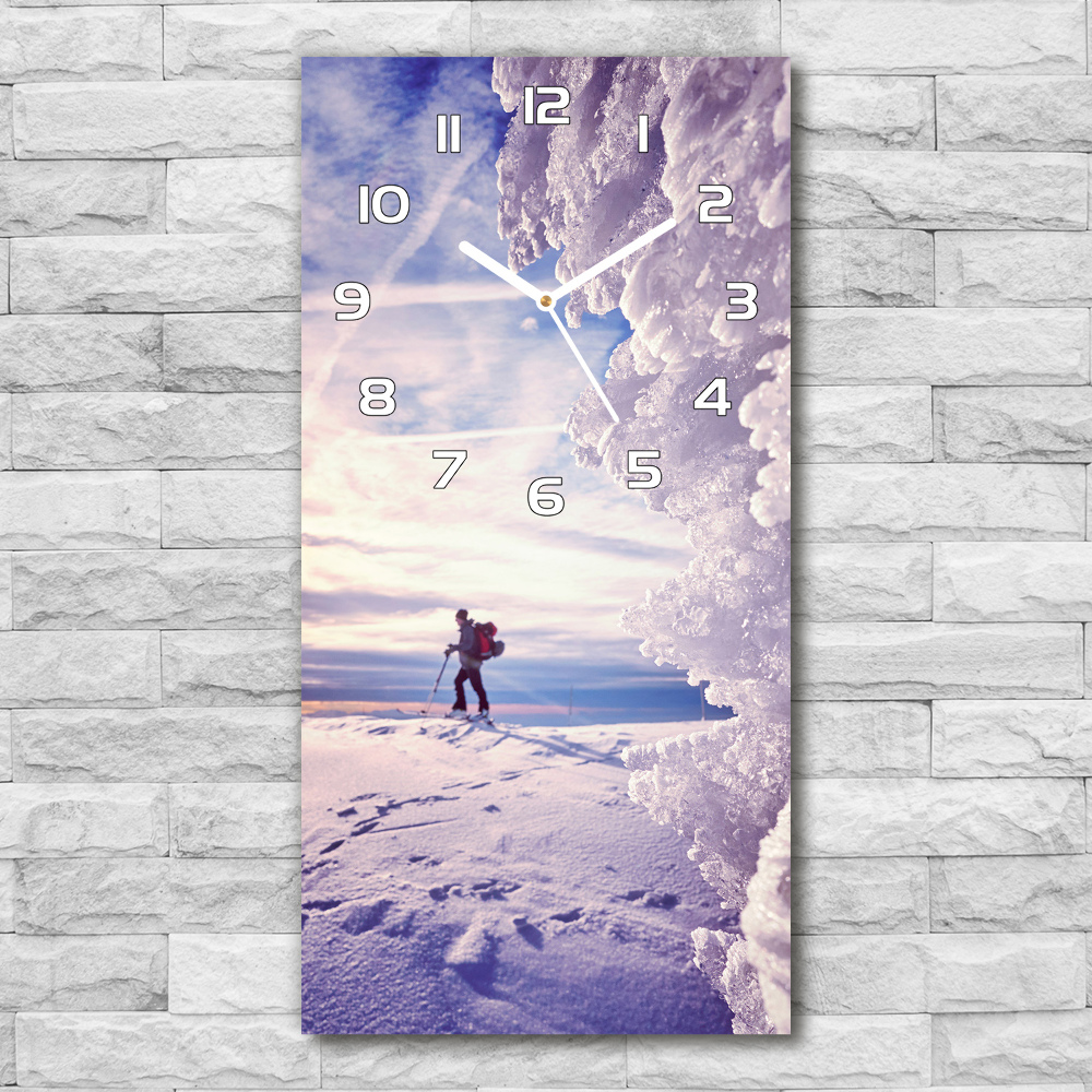 Horloge murale en verre rectangulaire Skieur