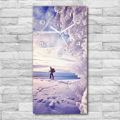 Horloge murale en verre rectangulaire Skieur