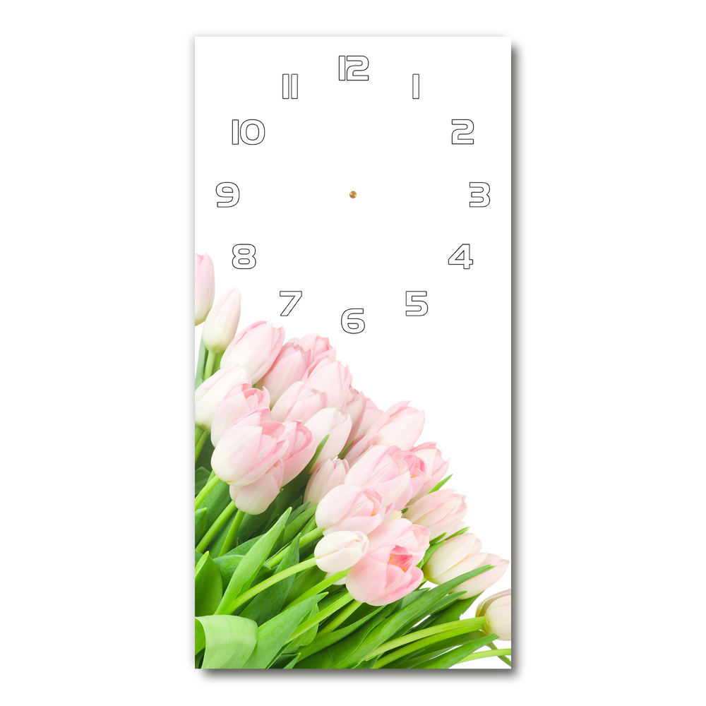 Horloge murale en verre rectangulaire Tulipes roses