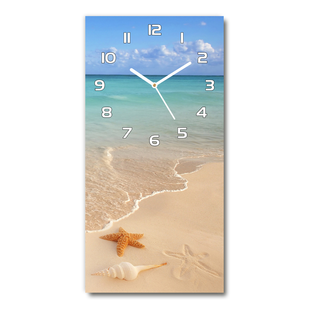 Horloge verticale en verre Étoile de mer sur la plage