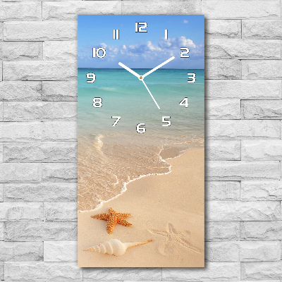 Horloge verticale en verre Étoile de mer sur la plage