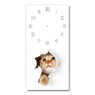 Horloge murale verticale Chat