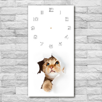 Horloge murale verticale Chat