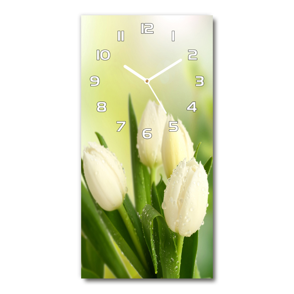 Horloge rectangulaire verticale Tulipes blanches