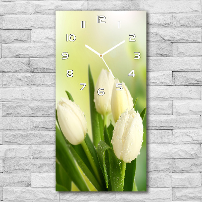 Horloge rectangulaire verticale Tulipes blanches