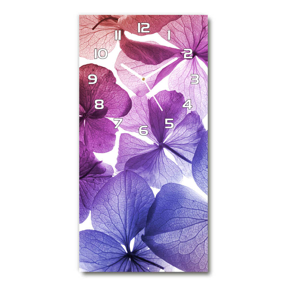 Horloge verticale en verre Fleurs violettes