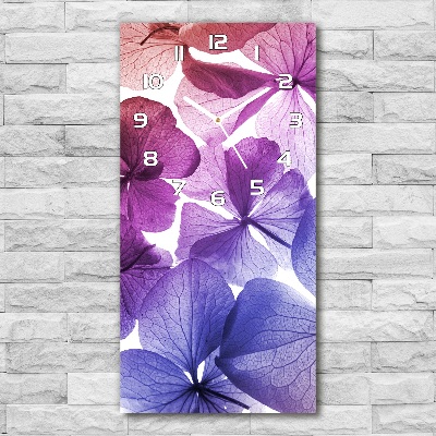 Horloge verticale en verre Fleurs violettes