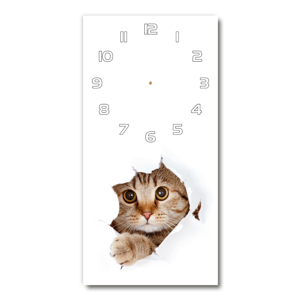 Horloge rectangulaire verticale Chat