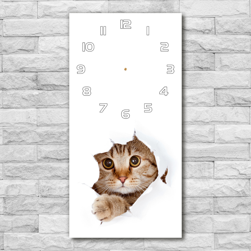 Horloge rectangulaire verticale Chat