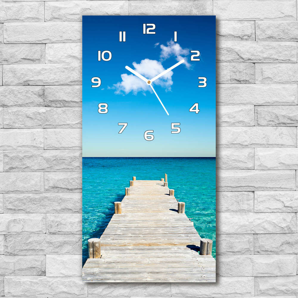 Horloge rectangulaire verticale Jetée en bois océan