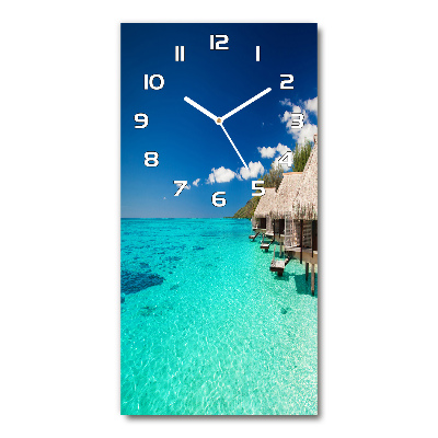 Horloge verticale en verre Île tropicale