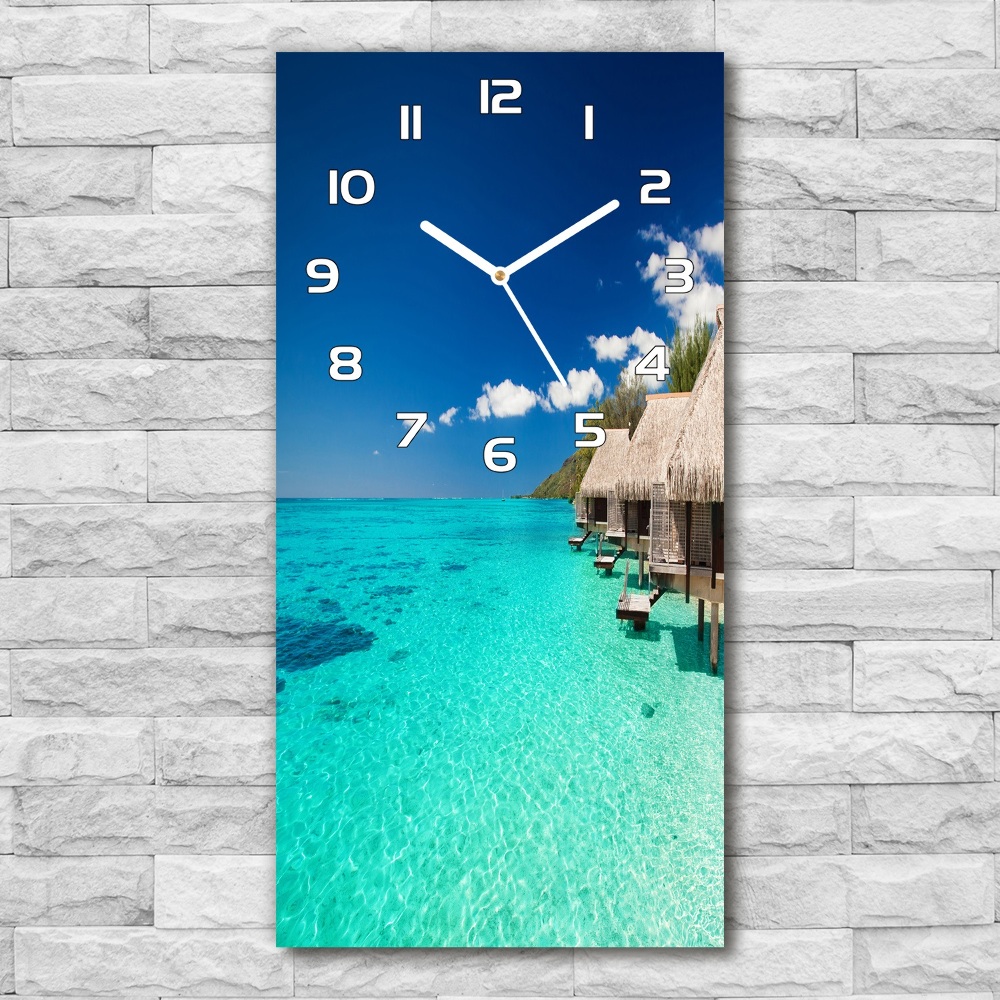 Horloge verticale en verre Île tropicale