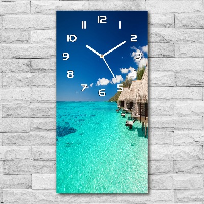 Horloge verticale en verre Île tropicale