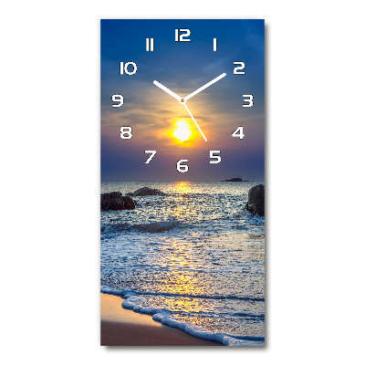 Horloge rectangulaire verticale Plage au coucher du soleil