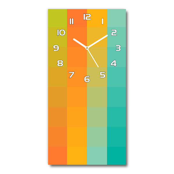 Horloge verticale en verre Carrés colorés