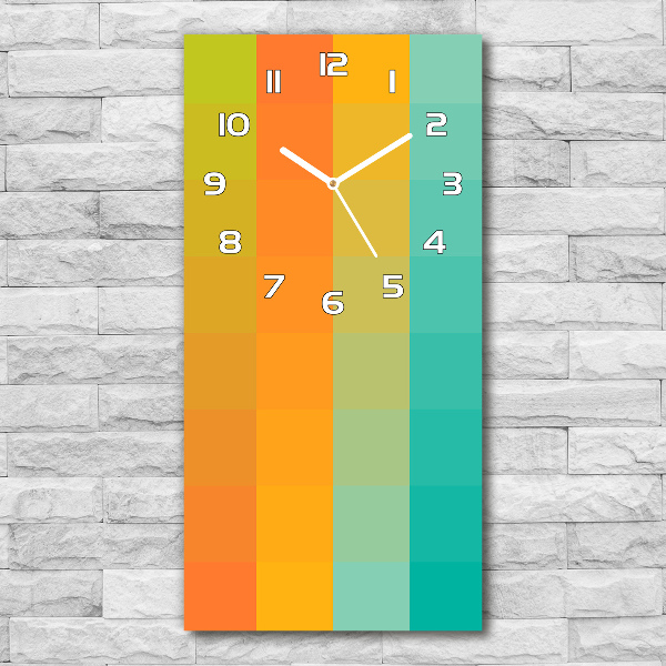 Horloge verticale en verre Carrés colorés