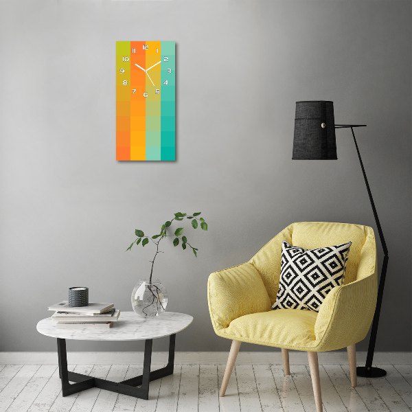 Horloge verticale en verre Carrés colorés