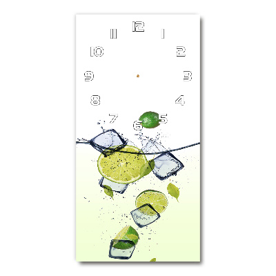 Horloge murale en verre rectangulaire Citron vert et glace