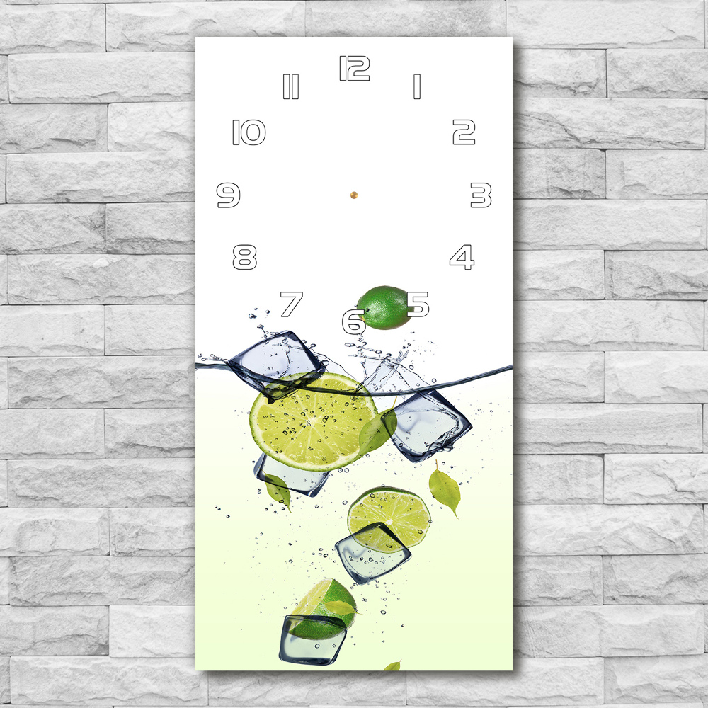 Horloge murale en verre rectangulaire Citron vert et glace