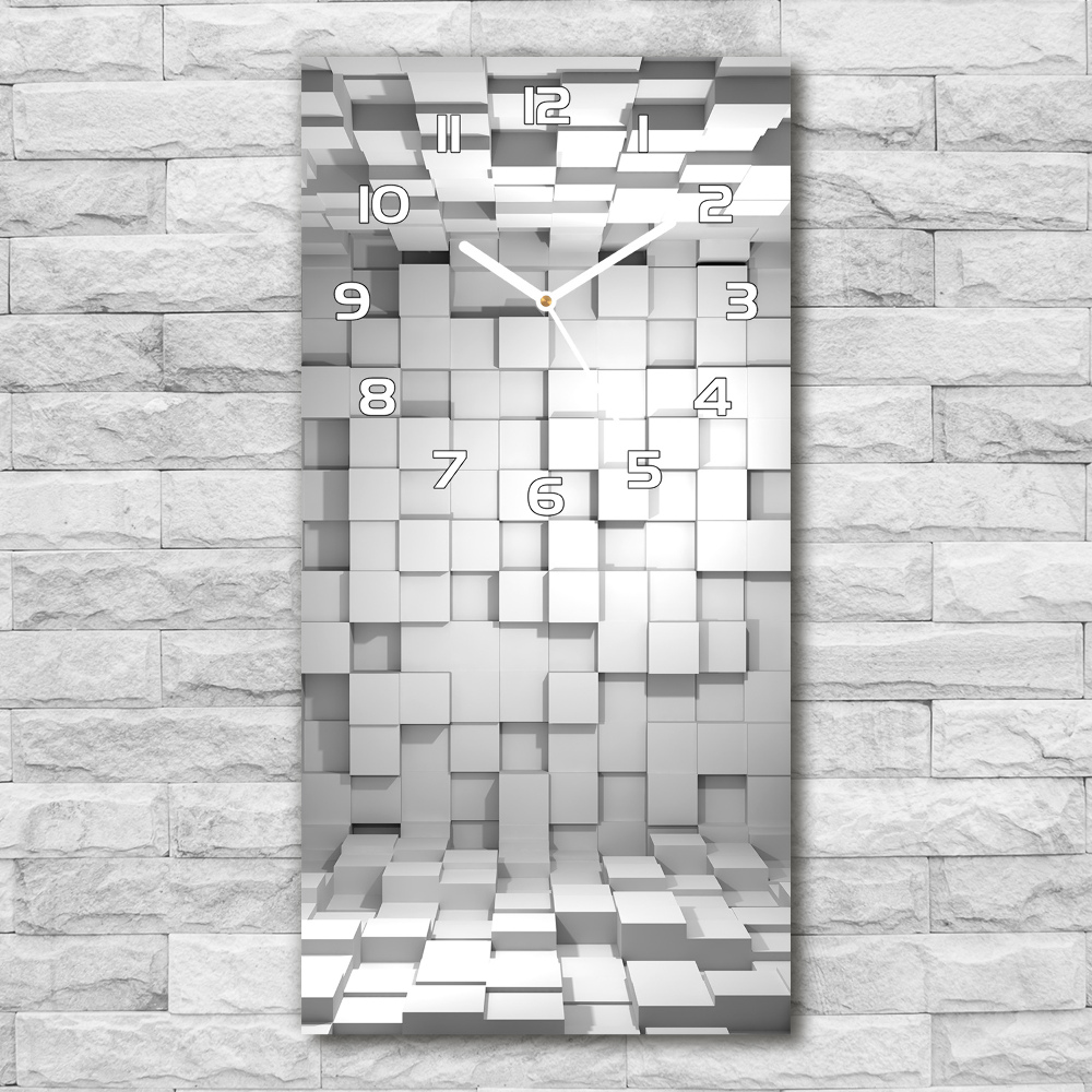 Horloge murale en verre rectangulaire Cubes