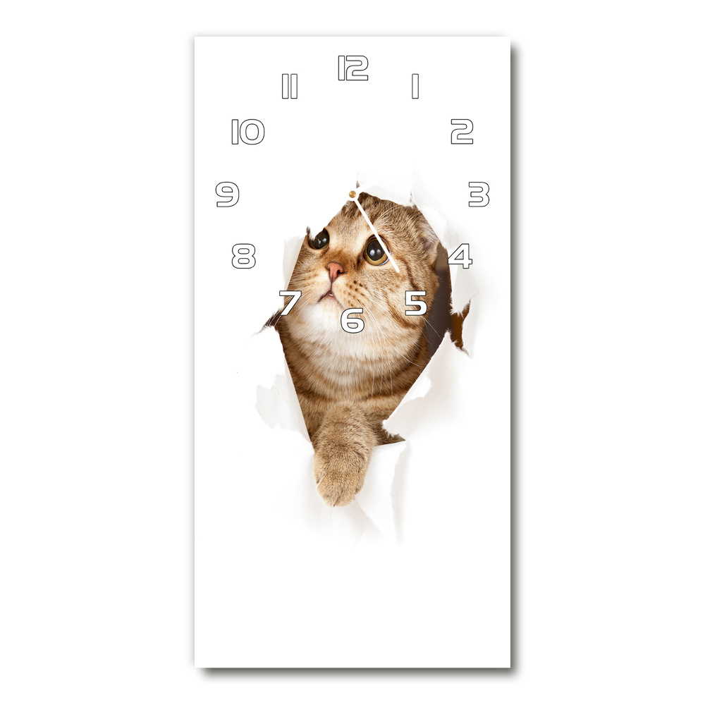 Horloge murale en verre rectangulaire Chat