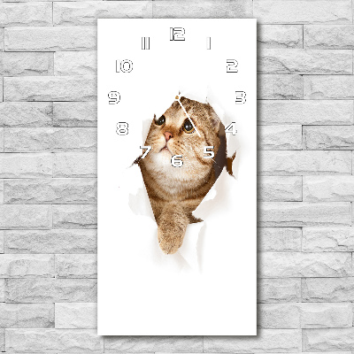 Horloge murale en verre rectangulaire Chat