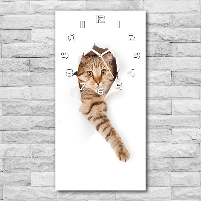 Horloge verticale en verre Chat