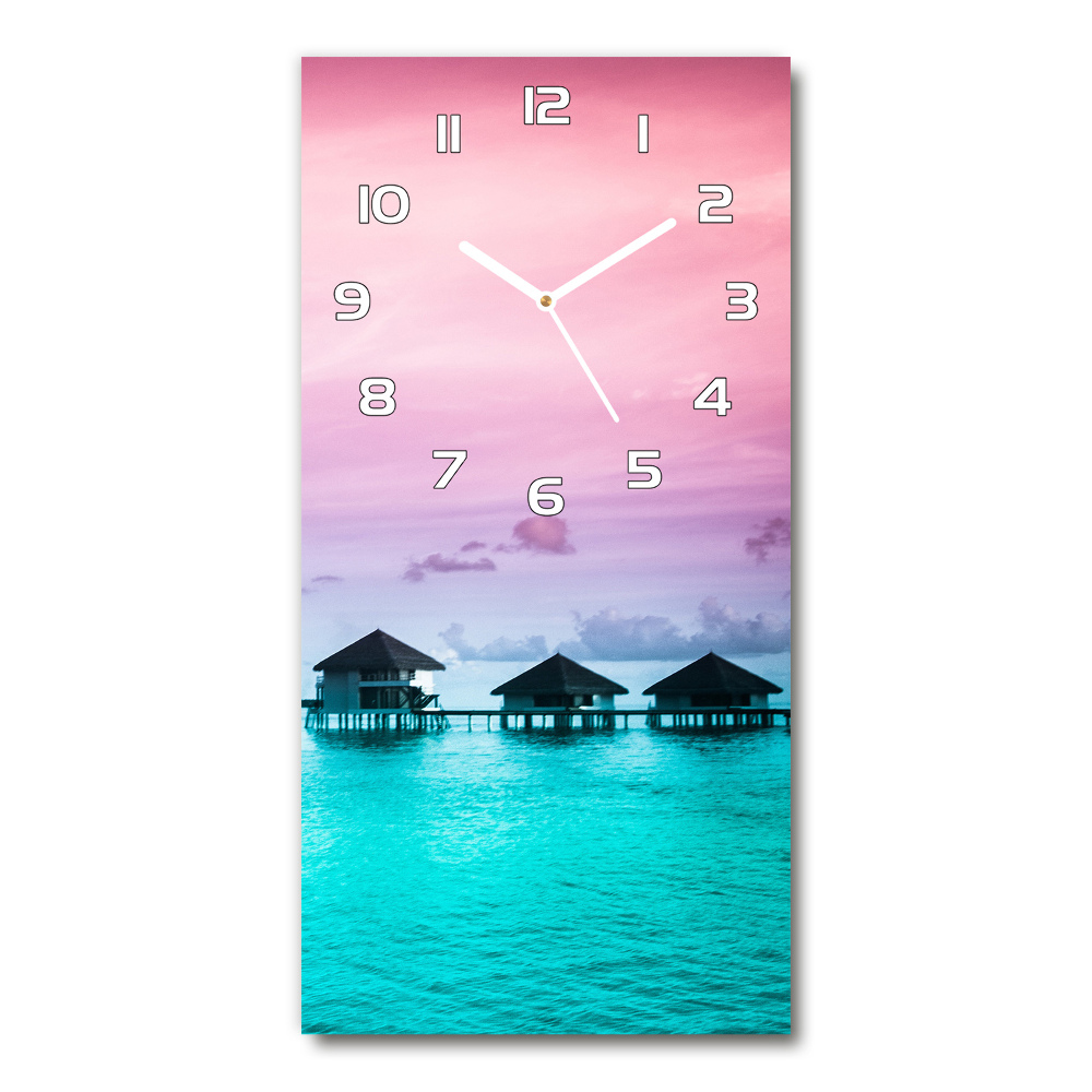 Horloge verticale en verre Bungalows sur l'eau