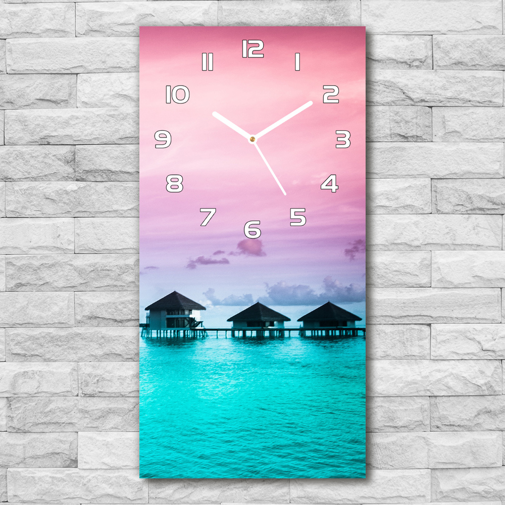 Horloge verticale en verre Bungalows sur l'eau