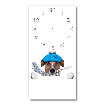 Horloge verticale en verre Chien malade