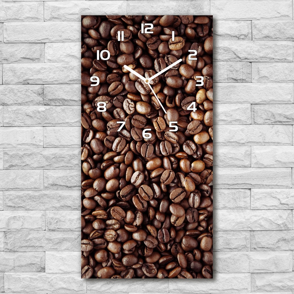 Horloge murale en verre rectangulaire Grains de café aromatiques