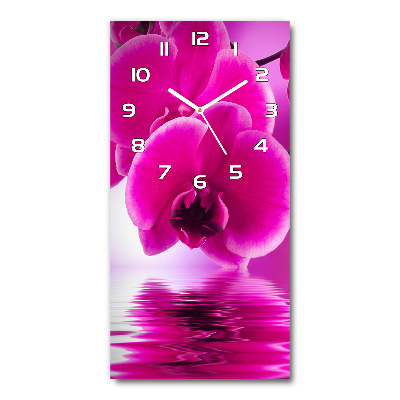 Horloge murale verticale Orchidée rose