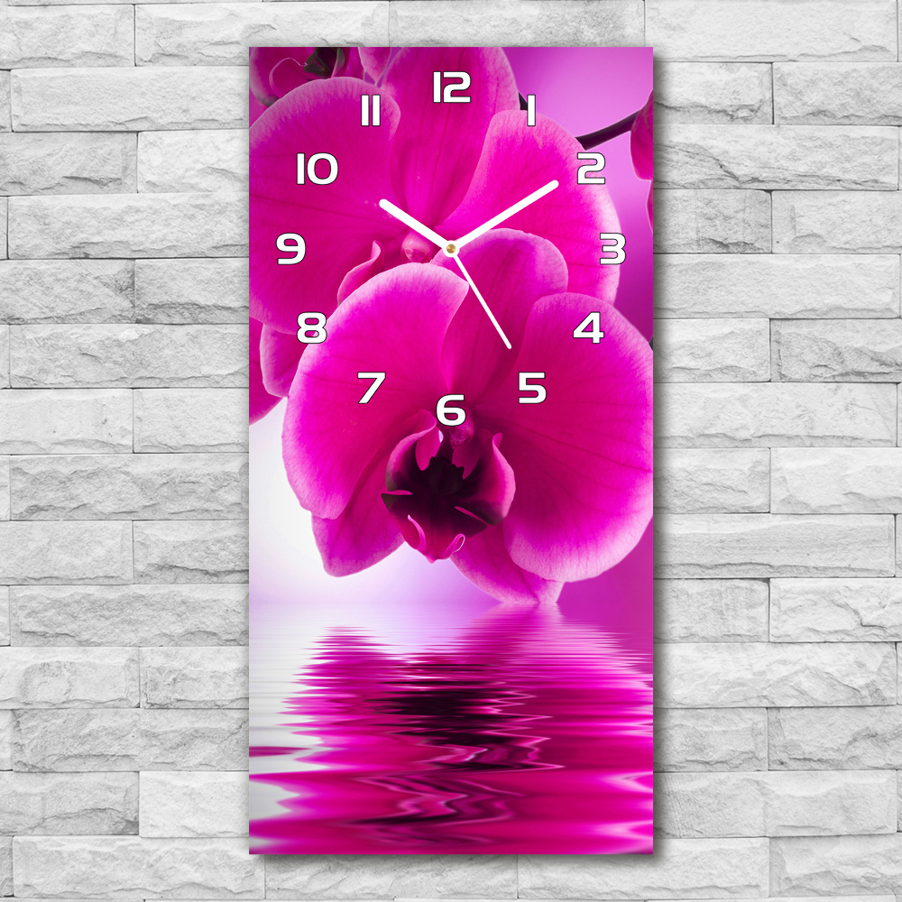 Horloge murale verticale Orchidée rose