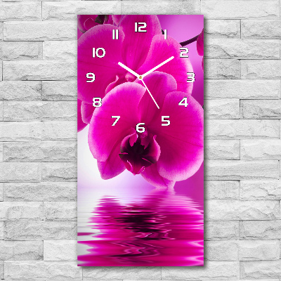 Horloge murale verticale Orchidée rose