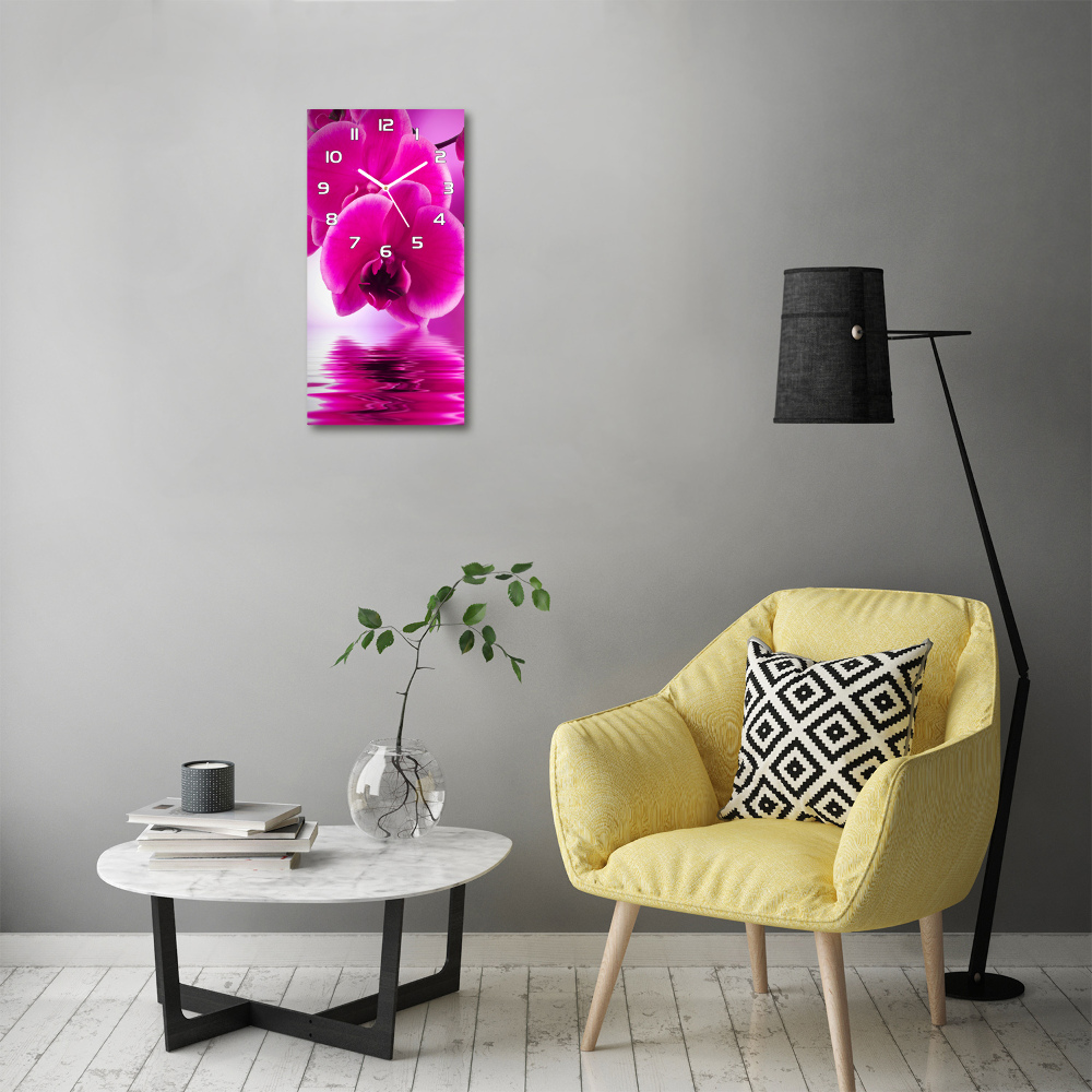 Horloge murale verticale Orchidée rose