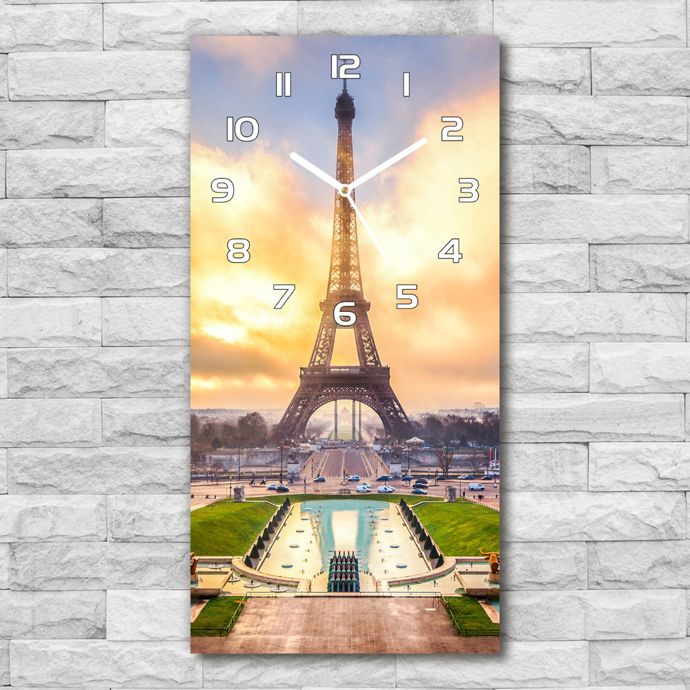 Horloge murale en verre rectangulaire Tour Eiffel