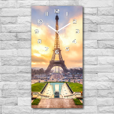 Horloge murale en verre rectangulaire Tour Eiffel