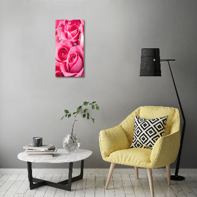 Horloge murale verticale Roses roses