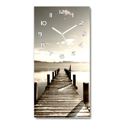 Horloge murale en verre rectangulaire Pilier en bois