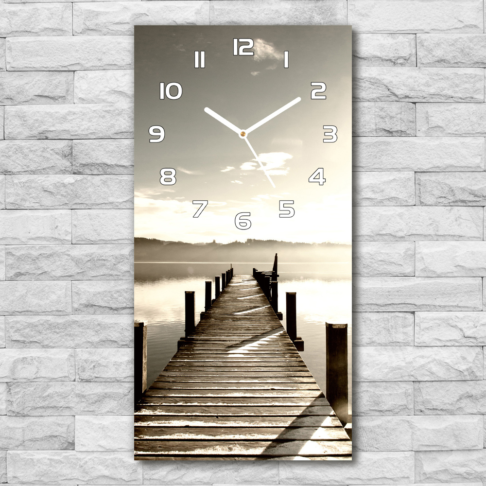 Horloge murale en verre rectangulaire Pilier en bois